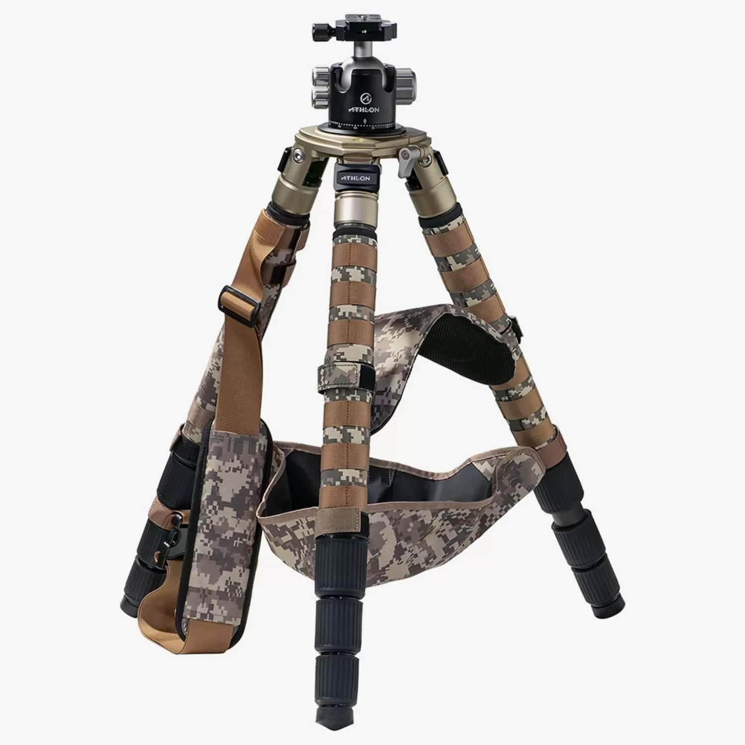Athlon Midas CF29 Carbon Fiber Tripod 9-65 Inch Camo with Soft Case
