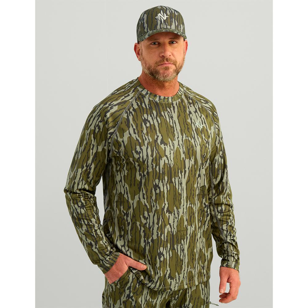 Nomad Mirage Long Sleeve Camo Crew Shirt, Mossy Oak Bottomland, XL