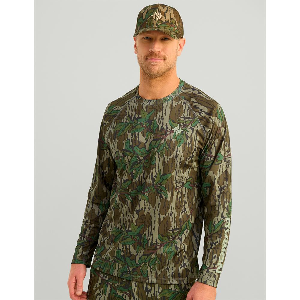 Nomad Mirage Long Sleeve Camo Crew Shirt Mossy Oak Greenleaf Medium