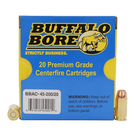 Buffalo Bore Ammunition 4520020 Personal Defense Strictly Business 45 ACP +P 200 gr Jacketed Hollow Point (JHP) 20 Per Box/ 12 Cs