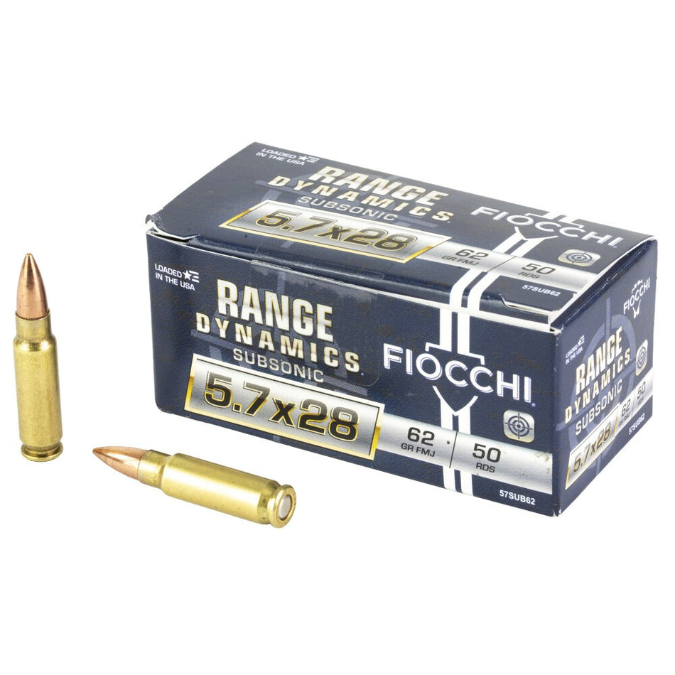 FIOCCHI RANGE DYNAMICS SUBSONIC AMO 5.7X28MM 62GR FMJ