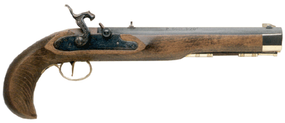 Traditions P1060 Kentucky Pistol Single Shot 50 Cal Percussion 10" Color Case Hardened Blued Barrel Walnut Grip