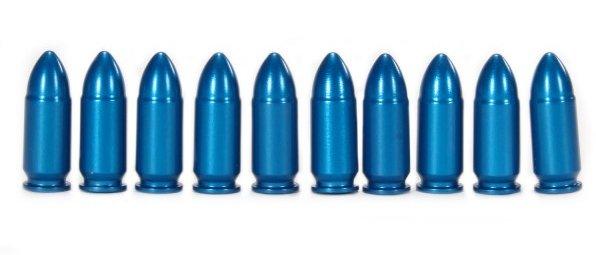 A-Zoom Aluminum Snap Caps 9mm Luger Blue Anodized 10-Pack Training Rounds