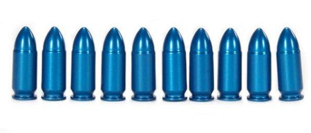 A-Zoom Aluminum Snap Caps 9mm Luger Blue Anodized 10-Pack Training Rounds