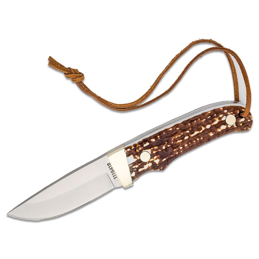 Schrade Uncle Henry Next Gen PH1N Fixed Blade Knife 3.6" Trailing Point Stagalon Brown