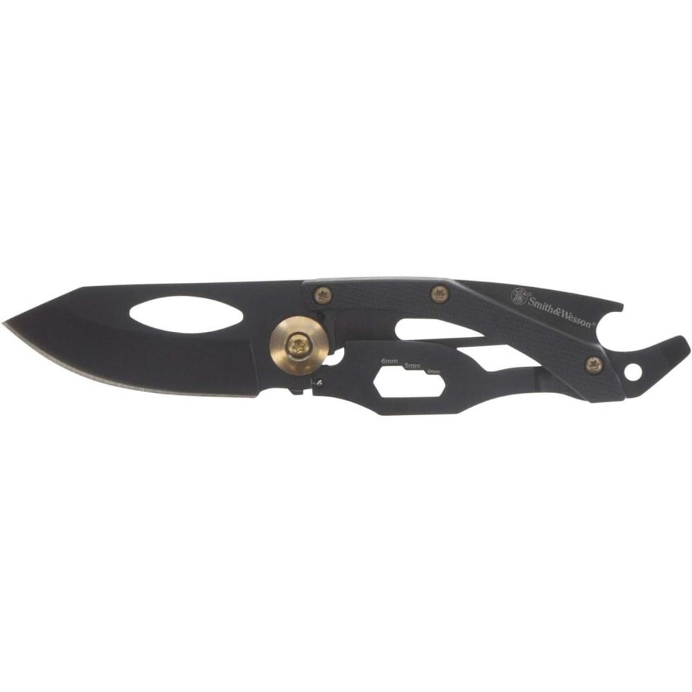 Smith & Wesson Small EDC Folding Knife 2" Drop Point Blade Black with Multi-Tool
