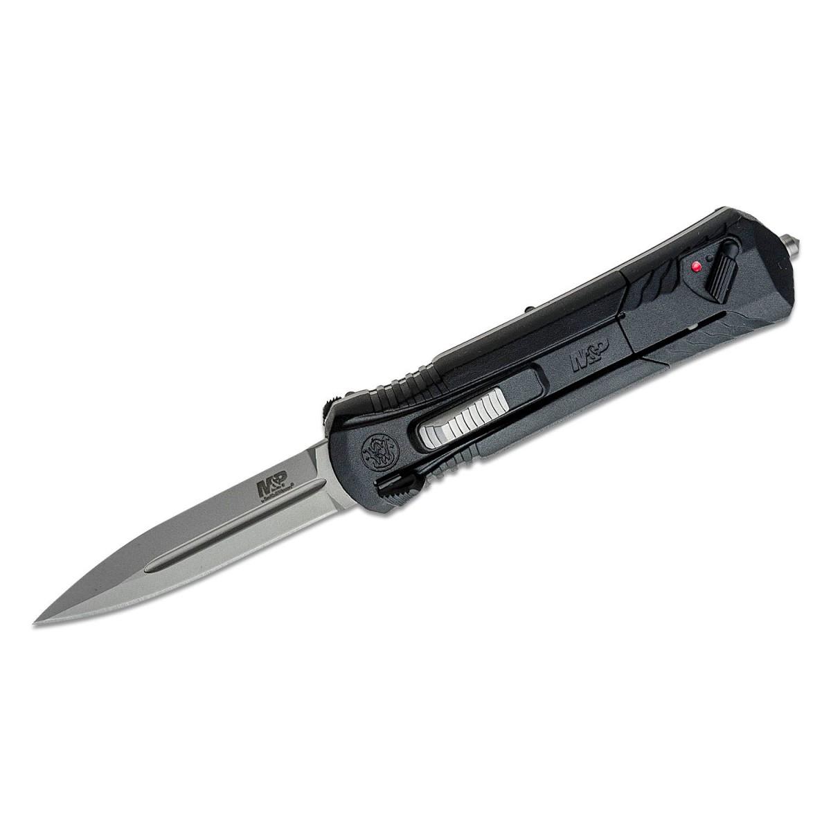 Smith & Wesson MPOTF10 OTF Assisted Opening Knife 3-1/2" Spear Point Blade Black Bead Blast