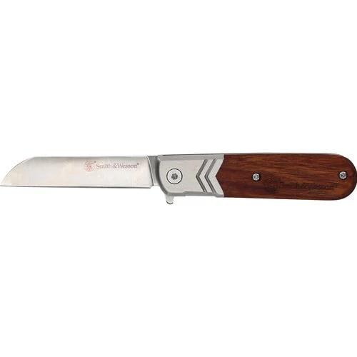 Smith & Wesson Executive Spring Assist Barlow Folding Knife 2.75" Blade Wood Handle