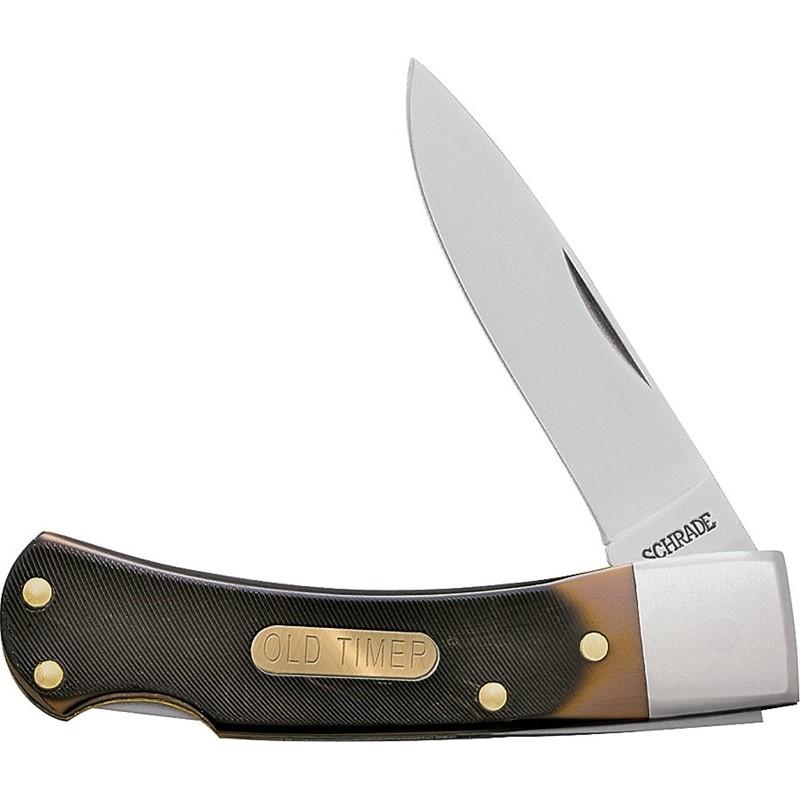 Old Timer Bearhead Lockback Folding Knife 3 Inch Black Handle