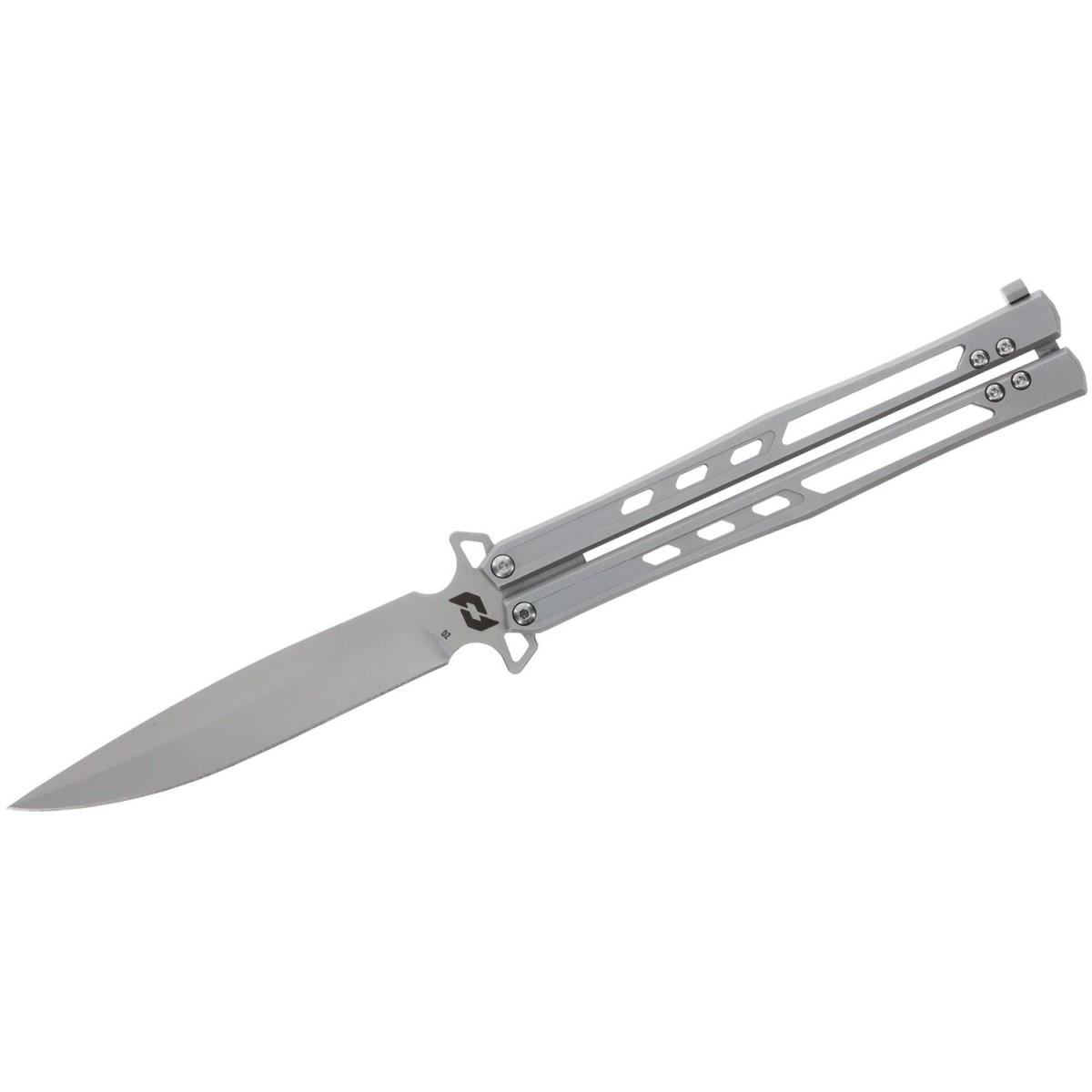 Schrade Alkymest Butterfly Balisong Folding Knife 4" Clip Point Blade Silver