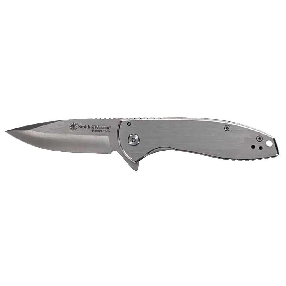 Smith & Wesson KT Executive Platinum Flipper Folding Knife 3" Drop Point Silver