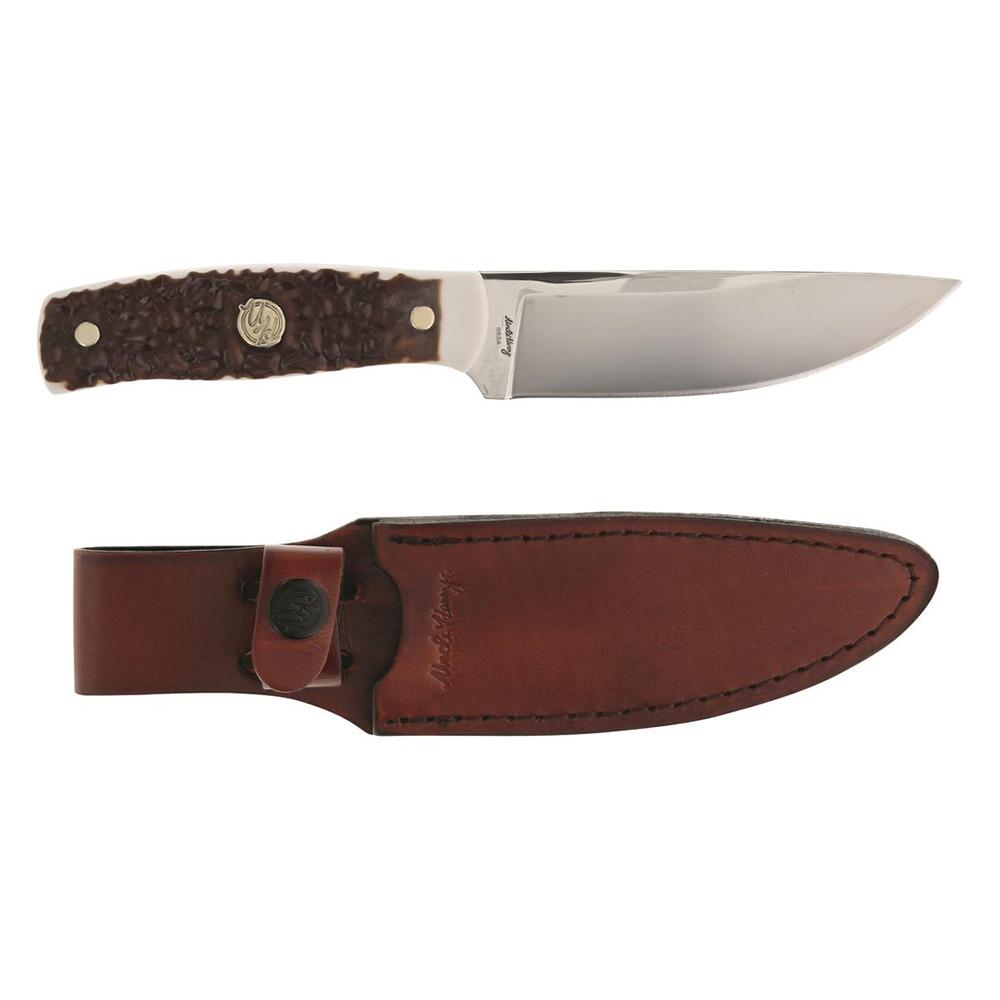Uncle Henry Next Gen 191UH Fixed Blade Knife 4-3/5" Bowie Staglon Handle with Leather Sheath
