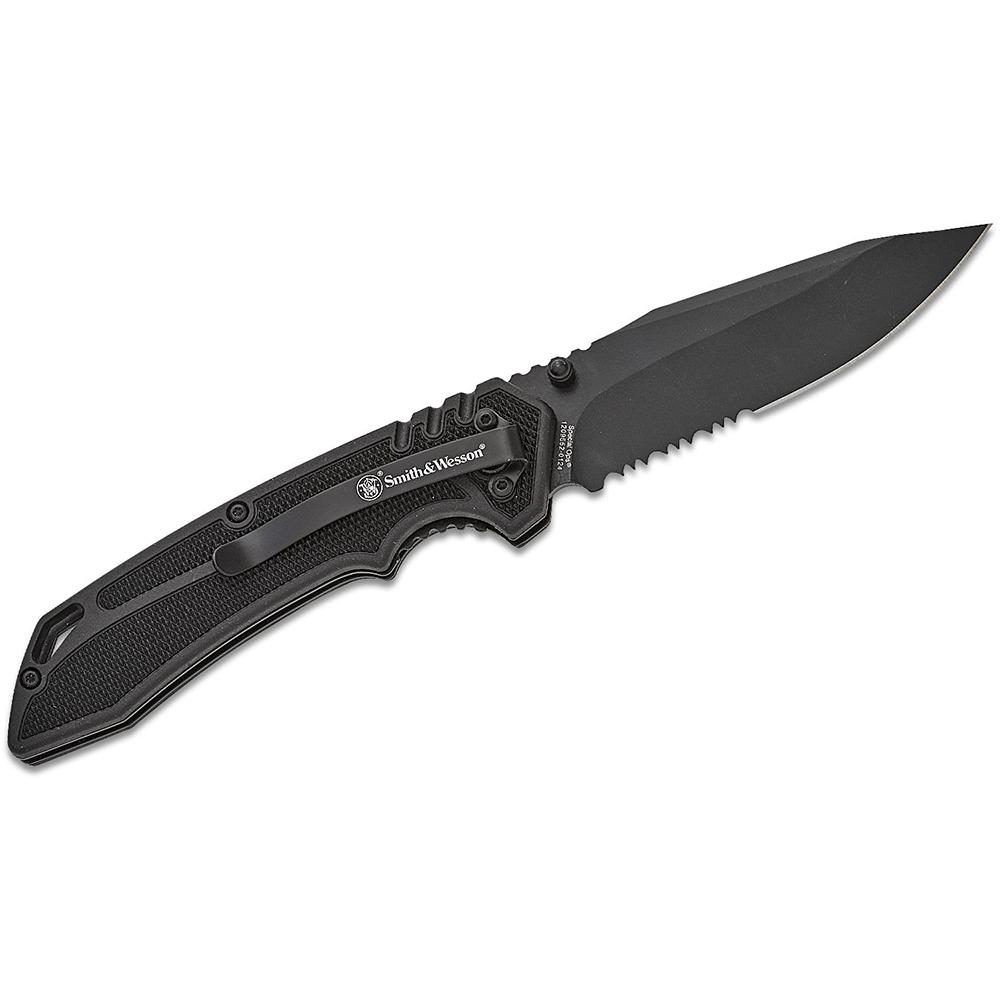 Smith & Wesson Special Ops Folding Knife 3.5" Clip Point Black Serrated Blade