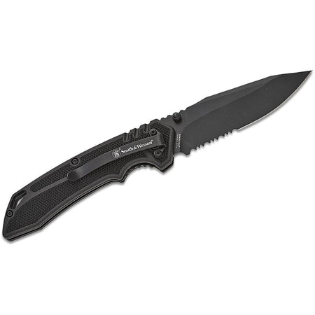 Smith & Wesson Special Ops Folding Knife 3.5" Clip Point Black Serrated Blade
