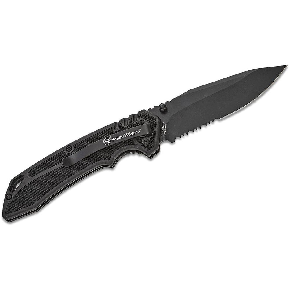 Smith & Wesson Special Ops Folding Knife 3.5" Clip Point Black Serrated Blade