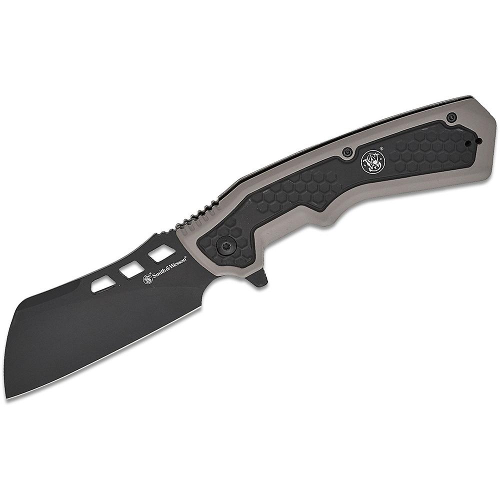 Smith & Wesson Extraction and Evasion Assisted Folding Knife 3-1/2" Cleaver Blade Black Oxide