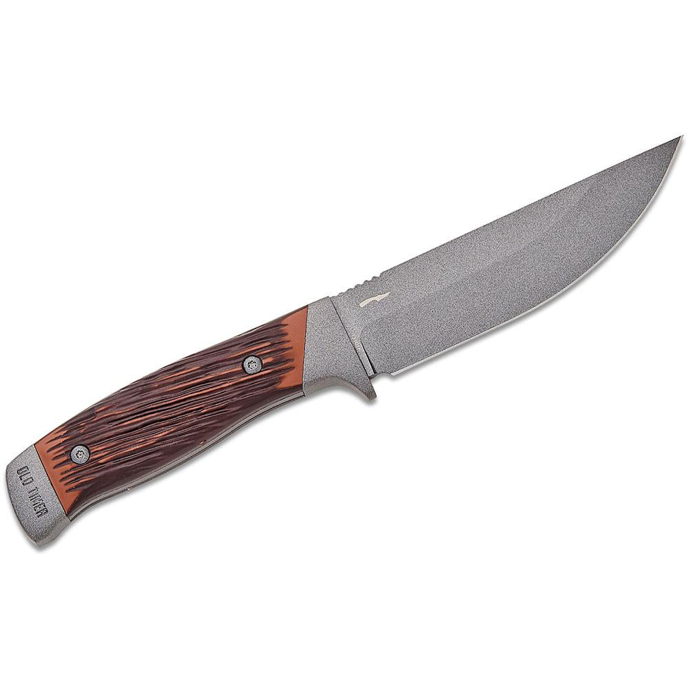 Old Timer Frontier Fixed Blade Knife 5" Drop Point with Luxewood Handle and Wood Box