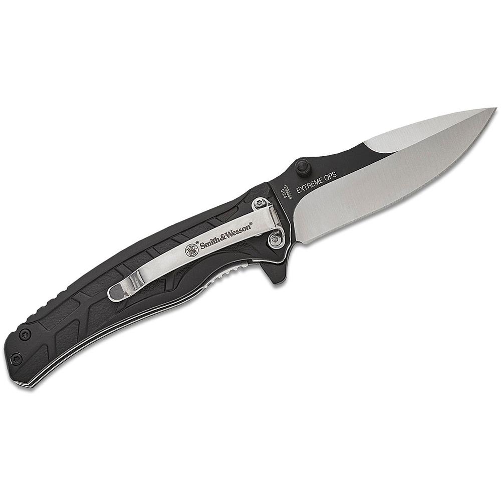 Smith & Wesson Extreme Ops 3" Drop Point Folding Knife - Two Tone Black/Silver