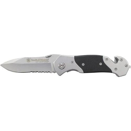 Smith & Wesson 1st Response Liner Lock Folding Knife 3.3" Drop Point Black & Silver