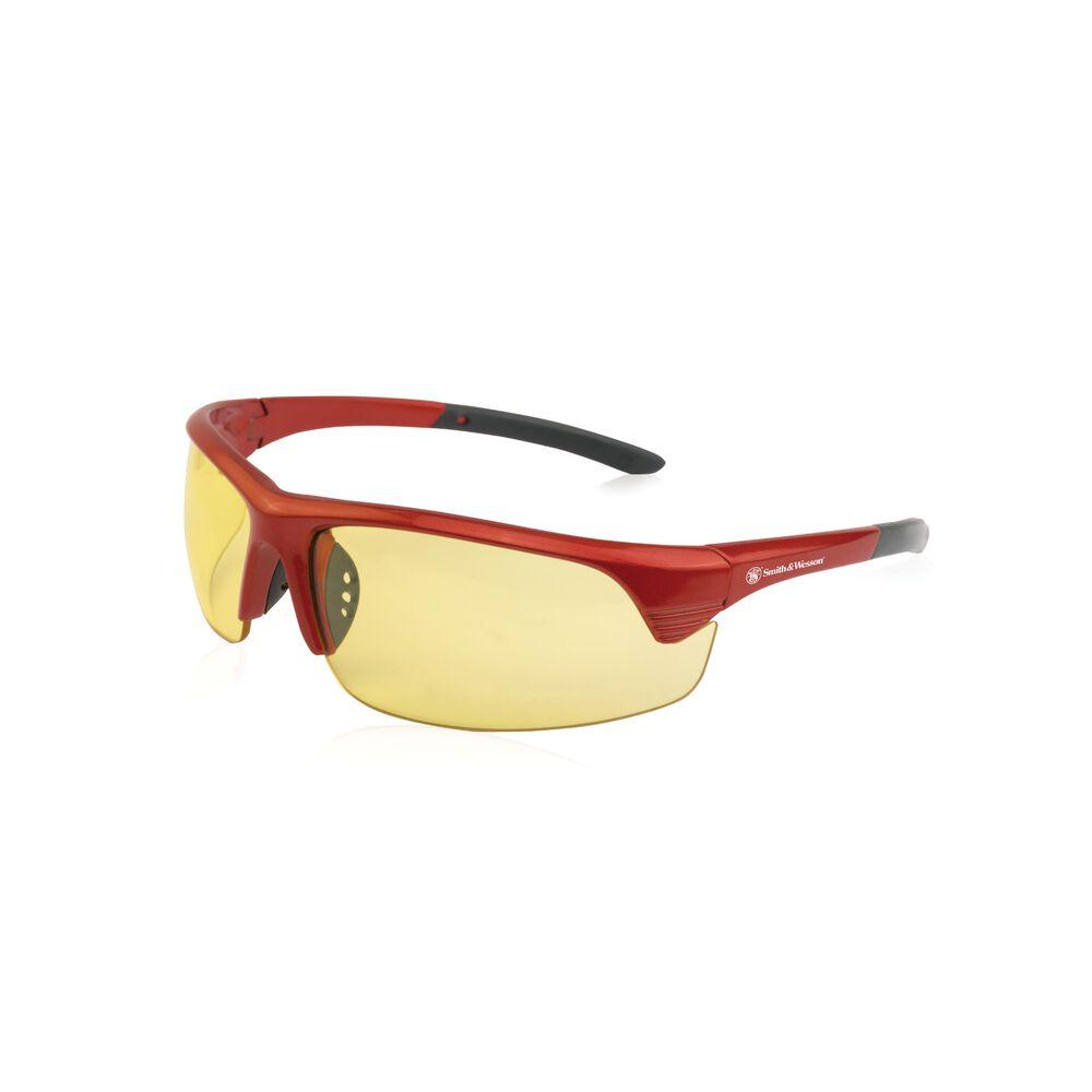 Smith & Wesson Corporal Half Frame Shooting Glasses Red Frame Amber Lens ANSI Z87.1