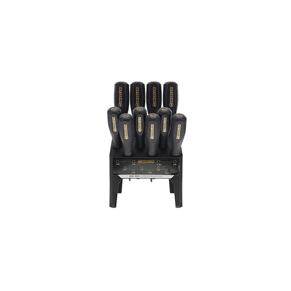 Wheeler 10 Piece SAE Hex Benchtop Screwdriver Set in Black