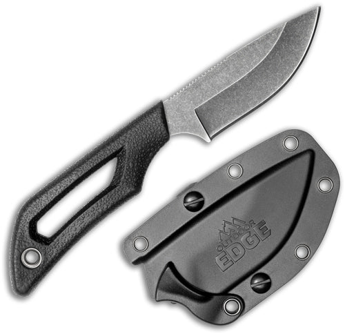 Outdoor Edge Pivot 2.5" Fixed Drop Point Black/Stonewash Stainless with Sheath