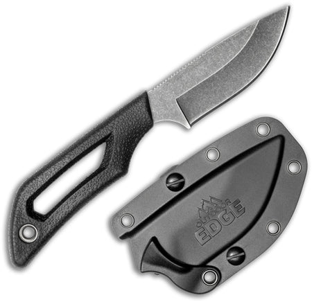Outdoor Edge Pivot 2.5" Fixed Drop Point Black/Stonewash Stainless with Sheath