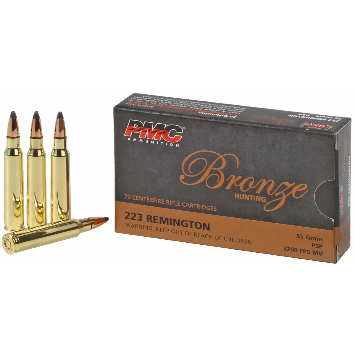 PMC 223SP Bronze Pointed Soft Point PSP 55 Grain .223 Remington