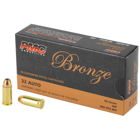 PMC 32B Bronze Jacketed Hollow Point JHP 60 Grain .32 ACP