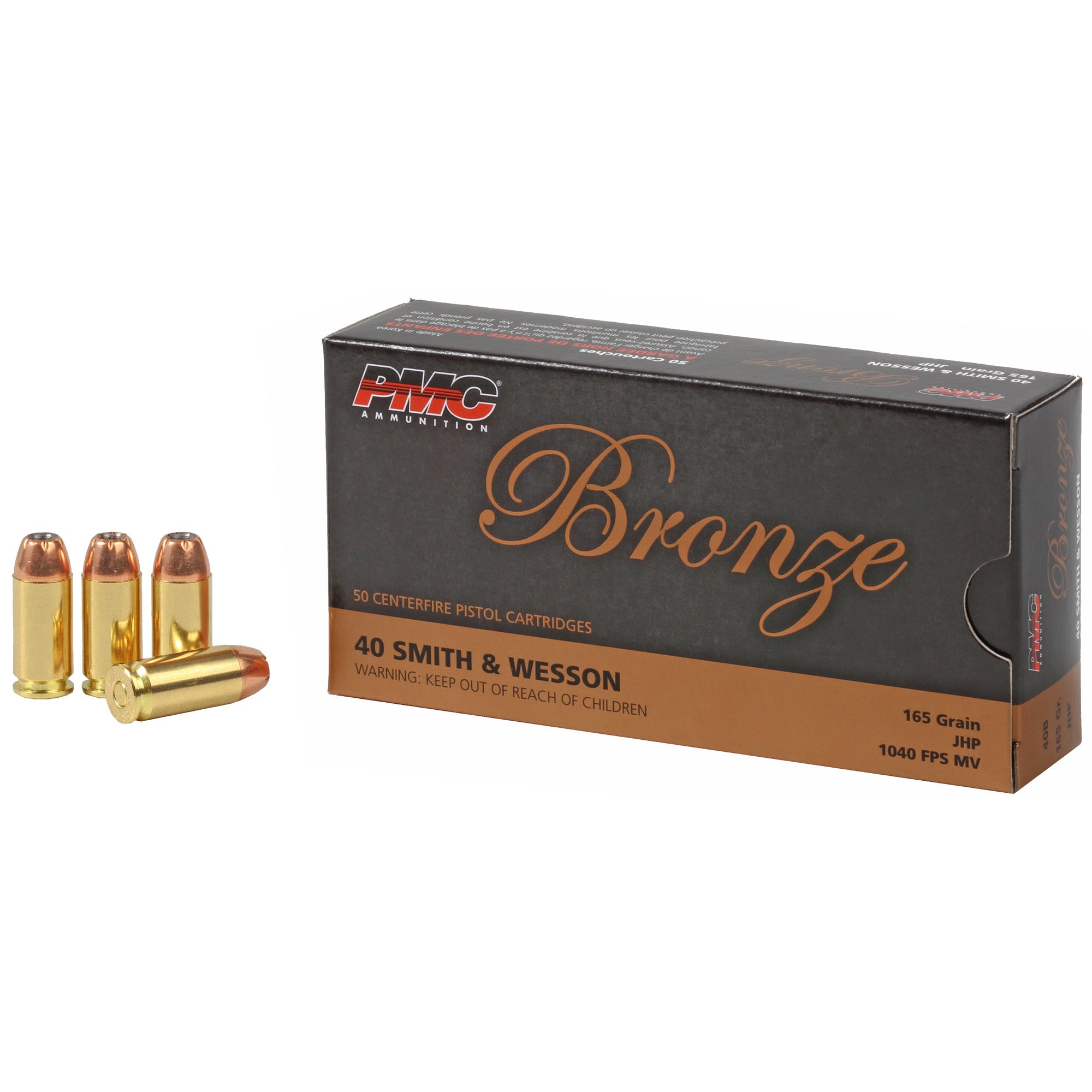 PMC 40B Bronze Jacketed Hollow Point JHP 165 Grain .40 S&W