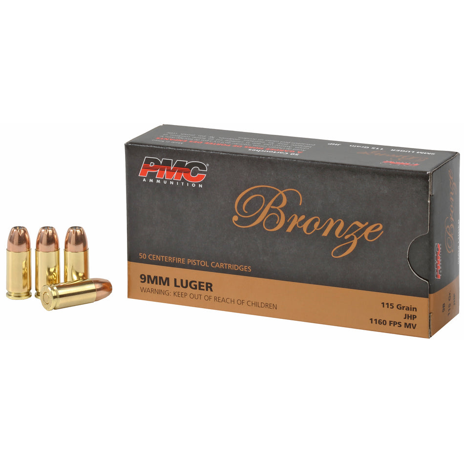 PMC 9B Bronze Jacketed Hollow Point JHP 115 Grain 9mm Luger/Parabellum