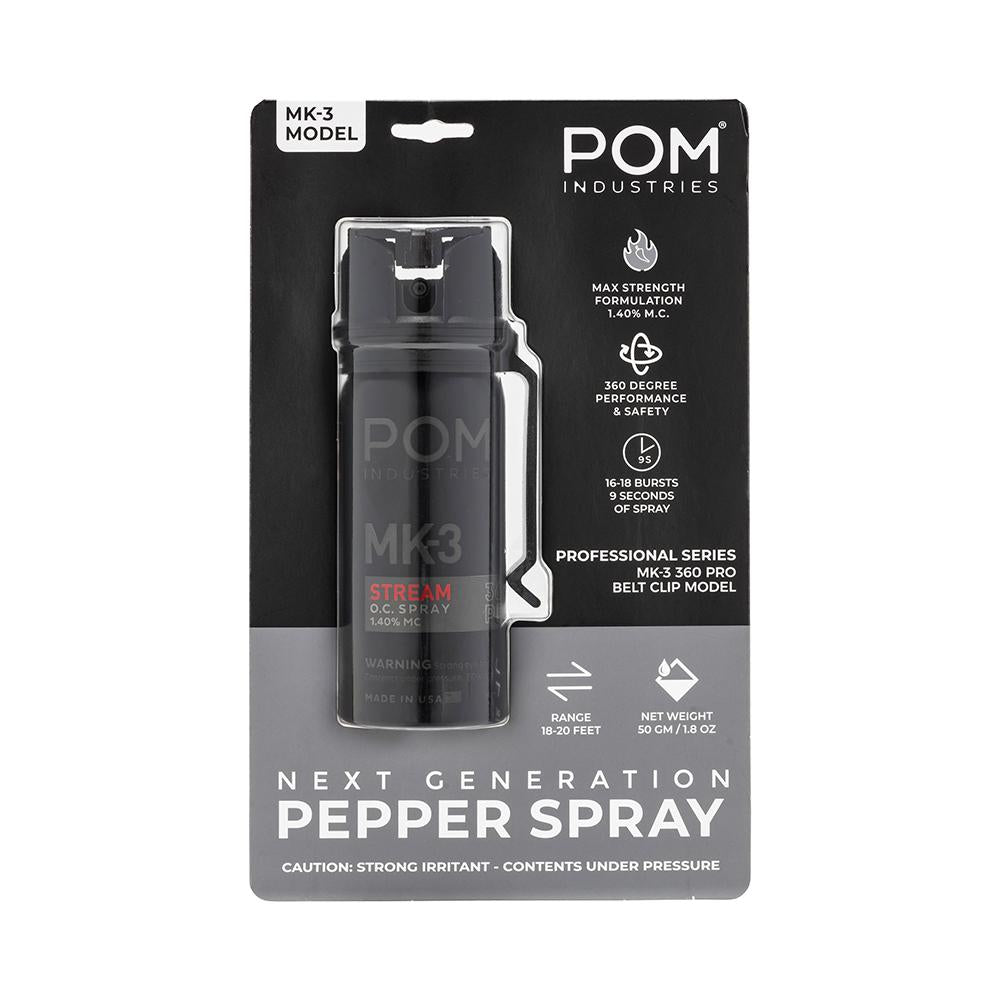 POM Pepper Spray MK3 Professional Model 2 oz Black Stream Spray