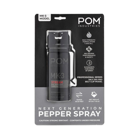 POM Pepper Spray MK3 Professional Model 2 oz Black Stream Spray