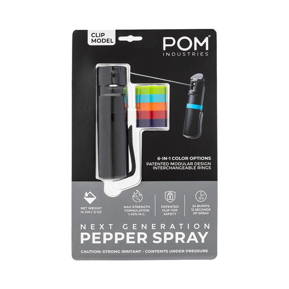 POM Pepper Spray with Pocket Clip - Black