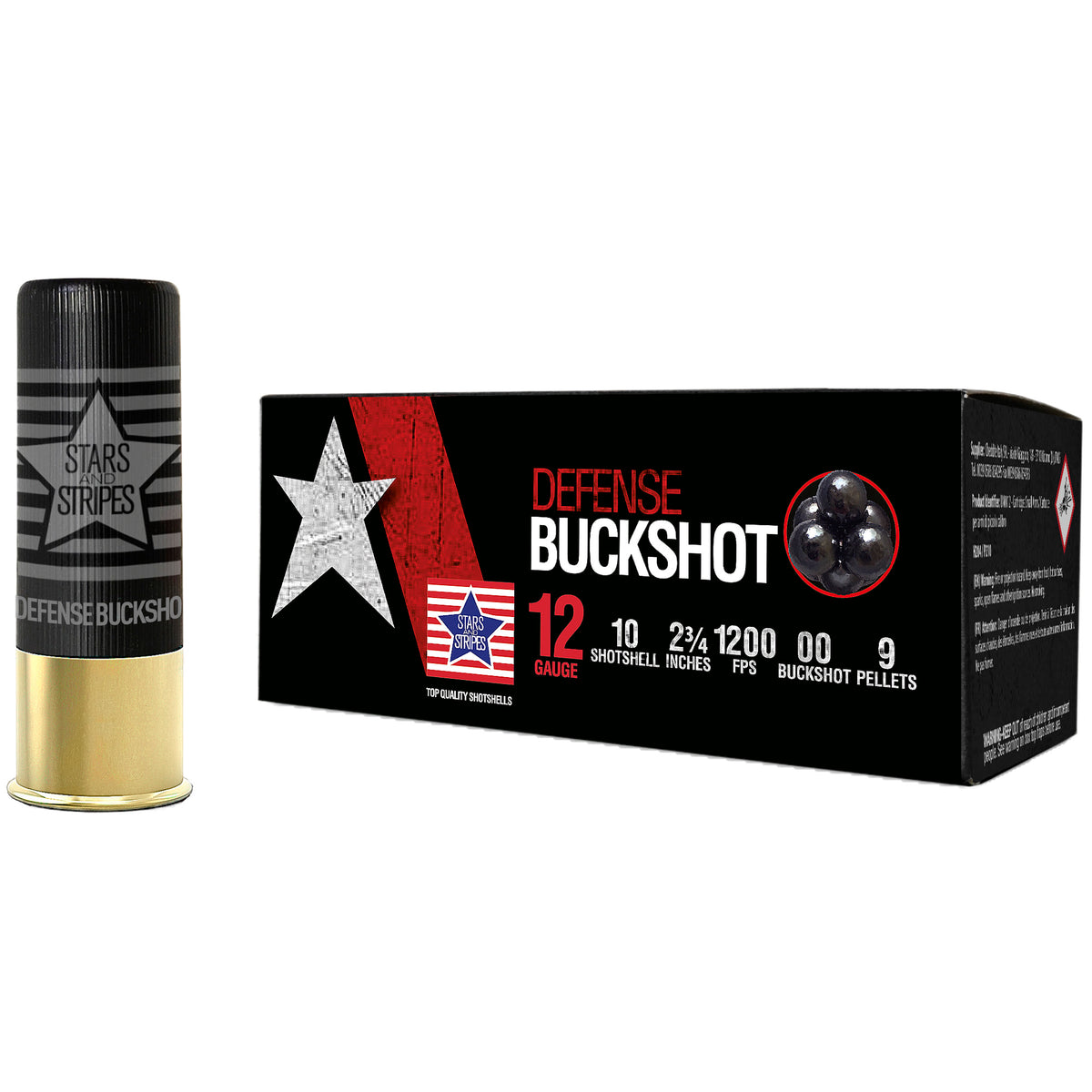 Stars and Stripes CBUCK9 Stars and Stripes Defense  12 Gauge 2.75"  Buckshot