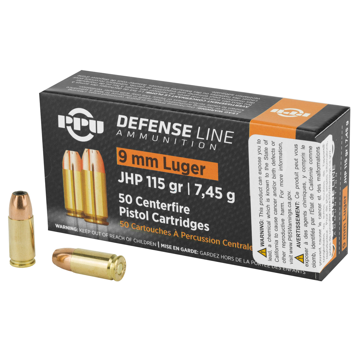 Prvi Partizan PPD91 Handgun Defense Jacketed Hollow Point JHP 115 Grain 9mm Luger/Parabellum