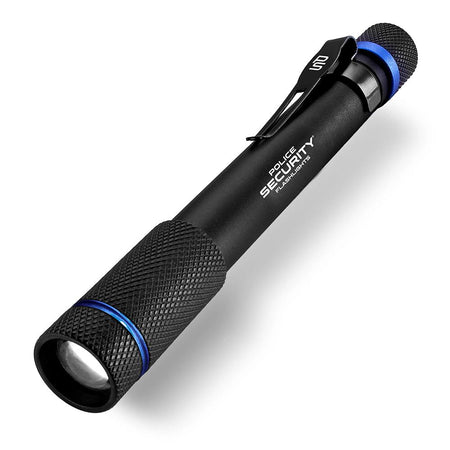Police Security Aura Penlight Flashlight 270 Lumens with Slide Focus - Black