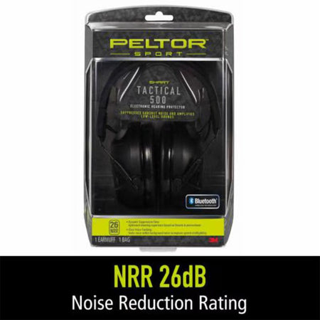 3M Peltor Sport Tactical 500 Electronic Ear Muffs 26dB NRR Black
