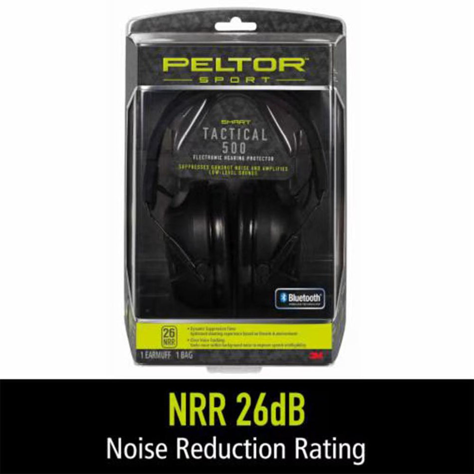 3M Peltor Sport Tactical 500 Electronic Ear Muffs 26dB NRR Black
