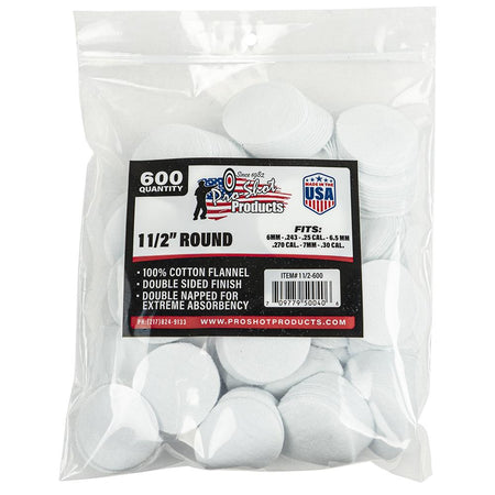 Pro-Shot 1.5 Inch Round 100% Cotton Cleaning Patches 600-Count