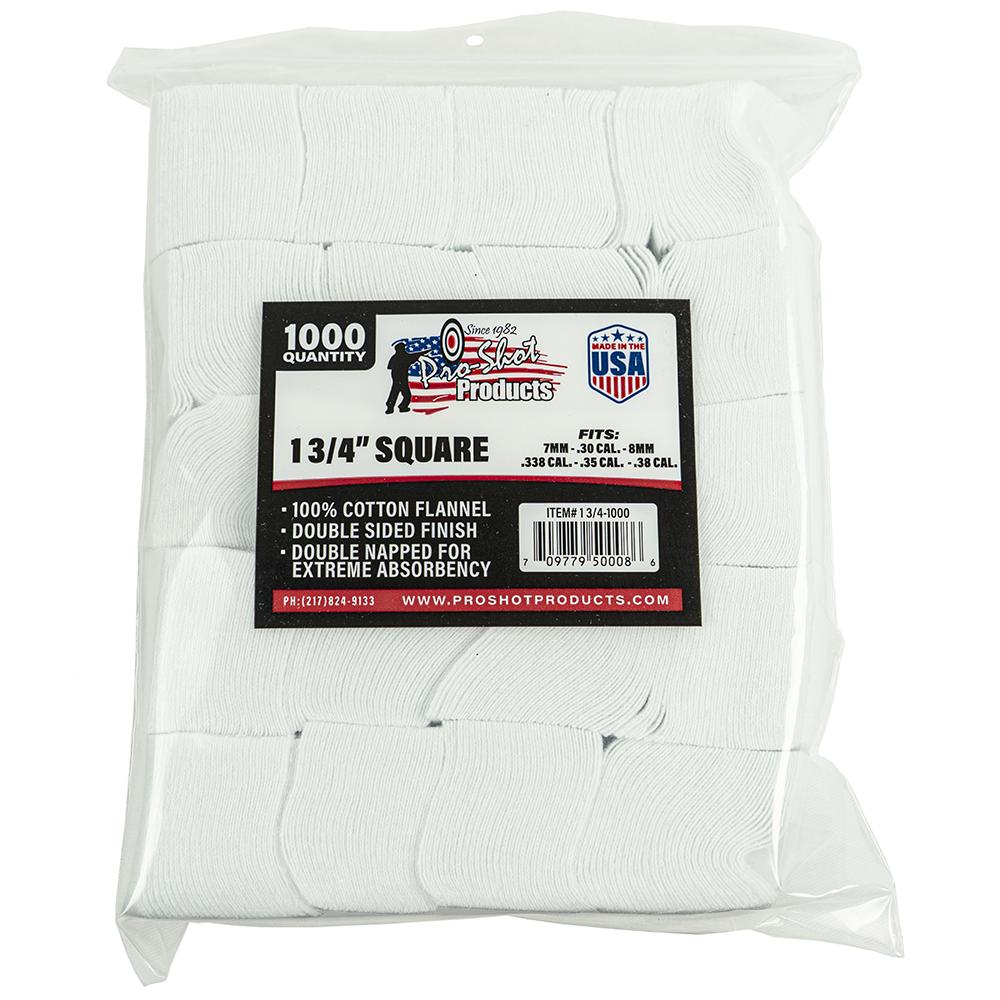 Pro-Shot 1-3/4" Square 100% Cotton Flannel Gun Cleaning Patches 1000ct