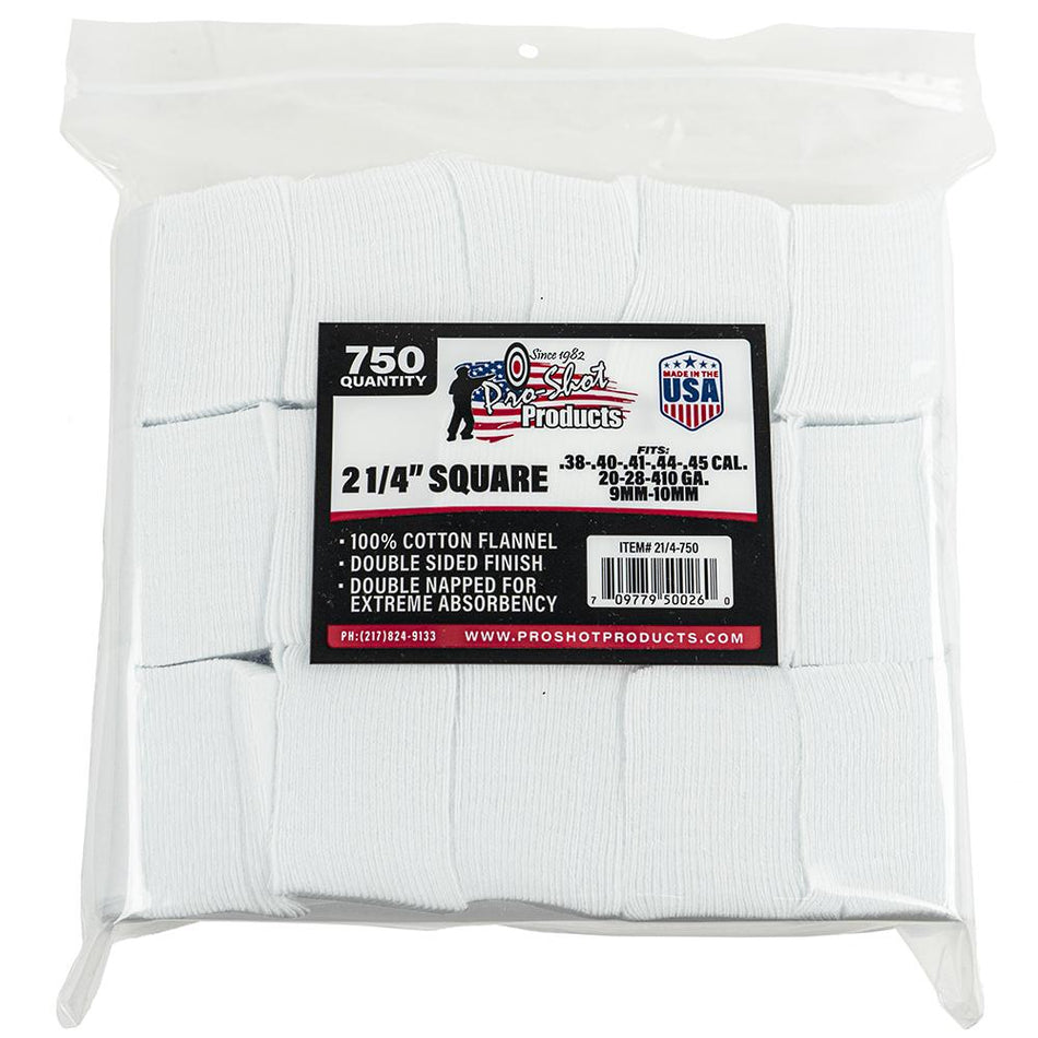 Pro-Shot 2-1/4" Square 100% Cotton Cleaning Patches 750 Count