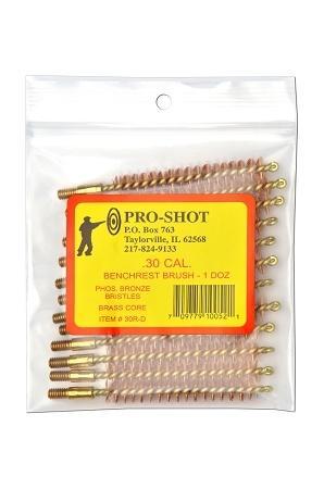 Pro-Shot Benchrest Phosphorus Bronze Rifle Bore Cleaning Brushes .30 Caliber 12-Pack
