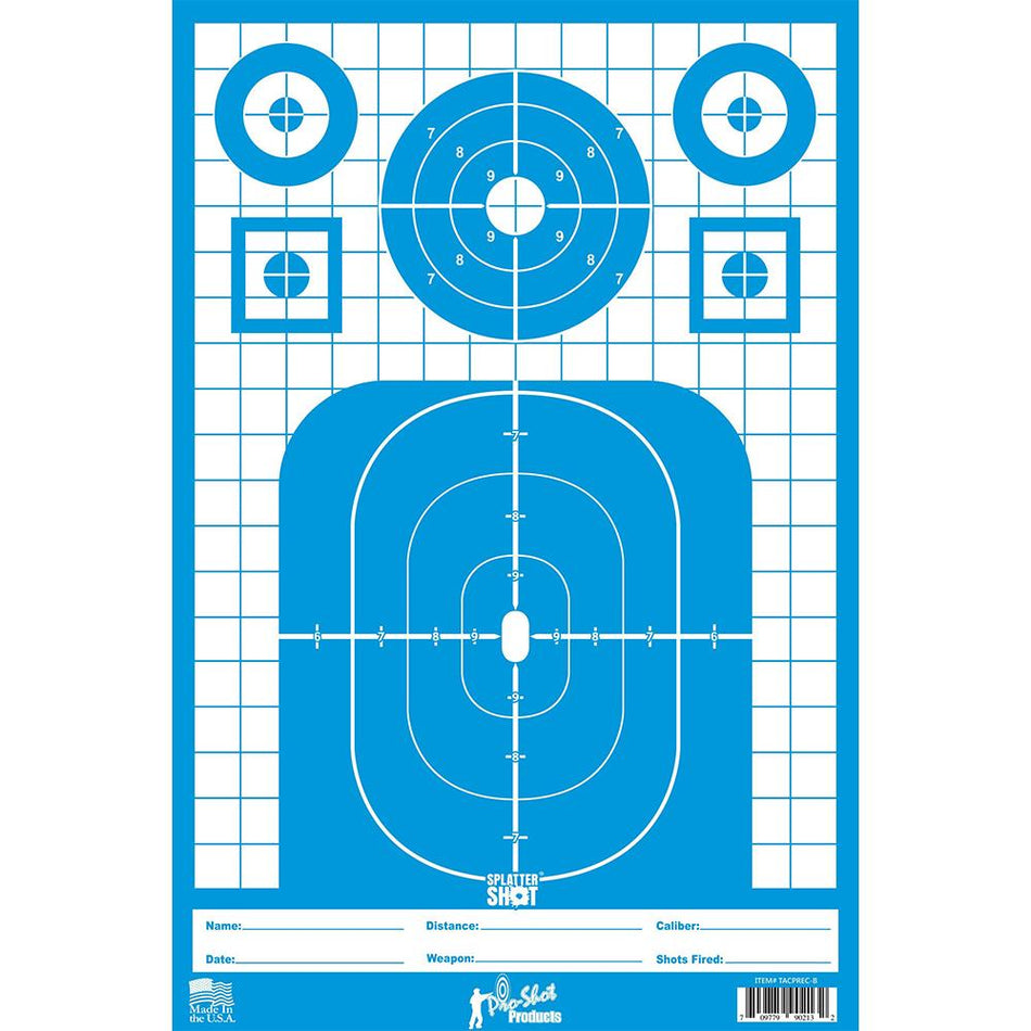 Tactical Precision Splattershot Blue Paper Targets Pistol/Rifle/Shotgun 8-Pack