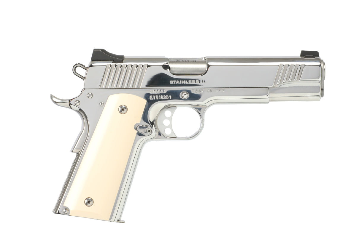 Kimber Mfg.,inc 3200397 High Polished 38 Super 9+1 5" Front Serrations Stainless Steel Slide High Polished Bonded Smooth Ivory Grip