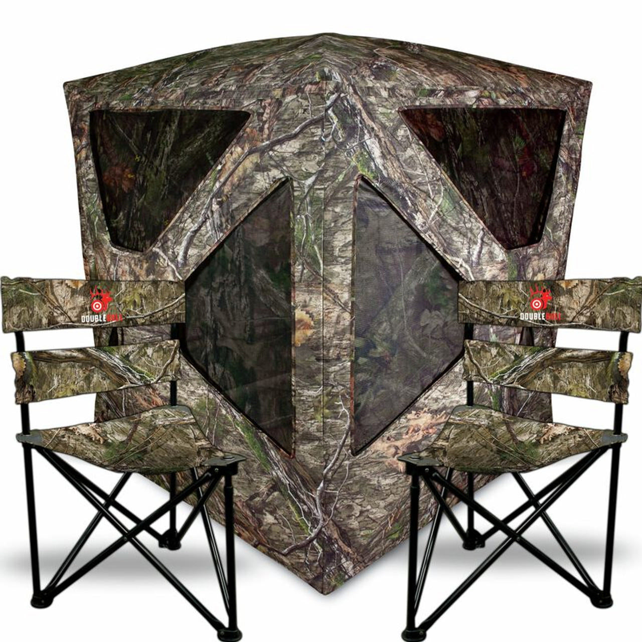 Primos Double Bull Roughneck Ground Blind with 2 Tri Stools