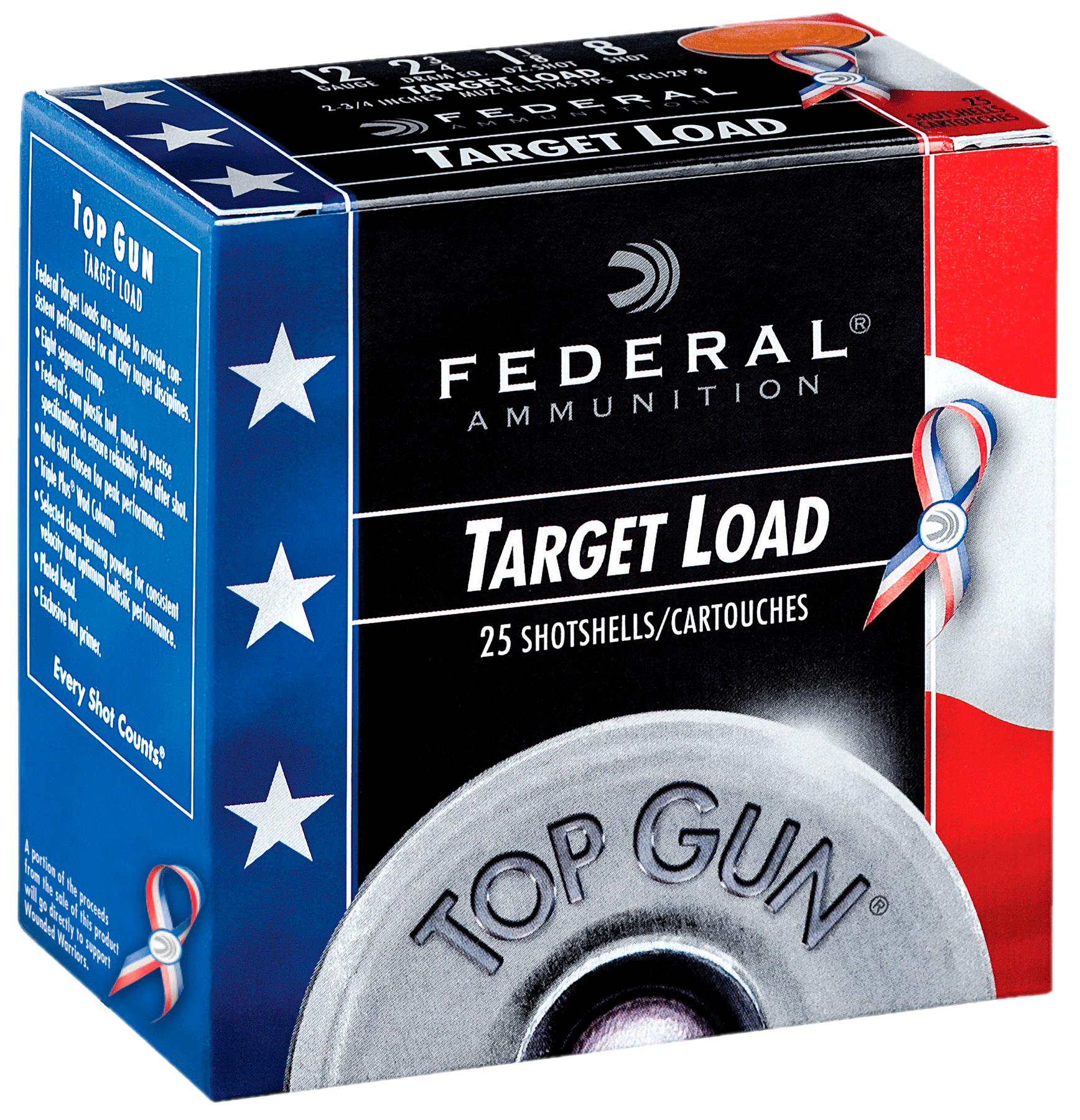 Federal Top Gun Red White & Blue Edition Load 12 Gauge (12 ga.) 2.75 in. 1 1/8 oz. 8 Shot 25 rd.