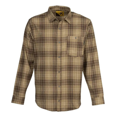 Browning Upland Flannel Long Sleeve Shirt Tan Size Large