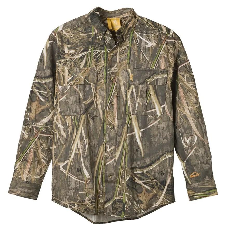 Browning Wasatch-CB Button-Front 2-Pocket Shirt Mossy Oak Shadow Grass Habitat Small