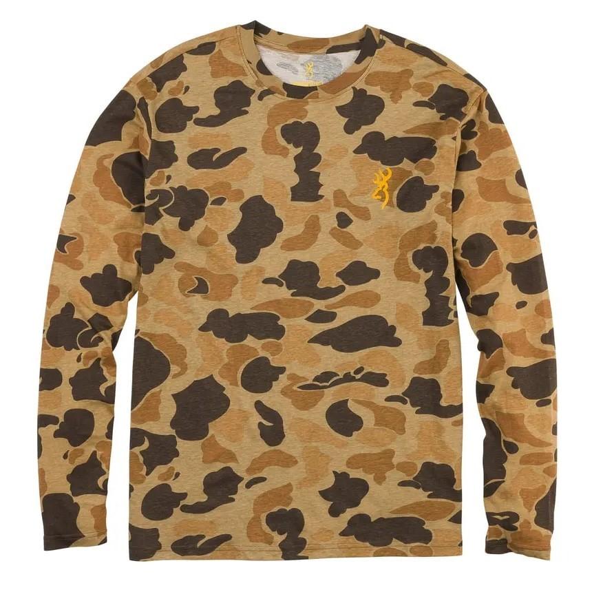 Browning Wasatch Long Sleeve Camo T-Shirt Vintage Tan Camo Small